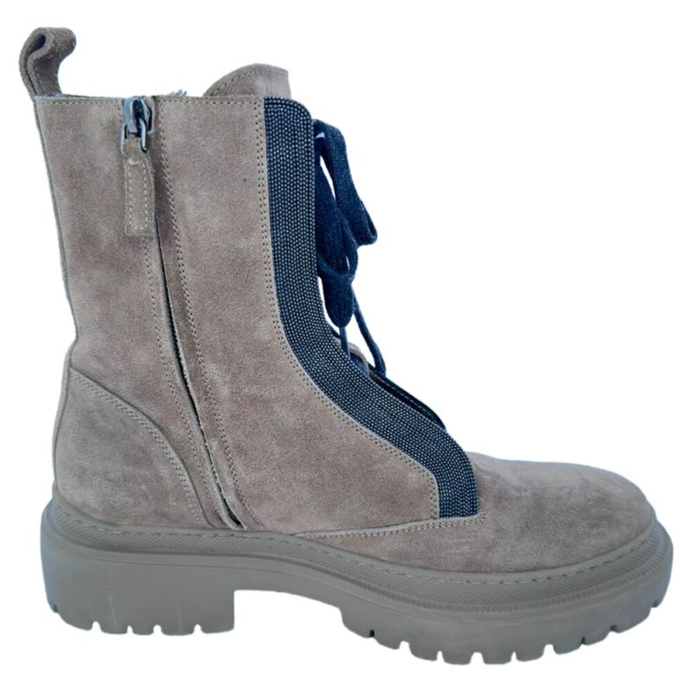 Brunello Cucinelli Combat Boots in Tan Suede